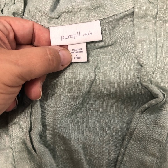 PureJill J. Jill v neck green 100% linen blouse 3/4 sleeve extra large petite - Picture 2 of 9
